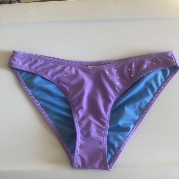 No Boundaries Womens Swim Bottoms Size M Purple w Sequins High Leg New w Tags - Picture 1 of 11